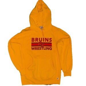 Vintage Bruins Wrestling Russell Athletic Yellow NB Logo Sweater Small VTG y2k